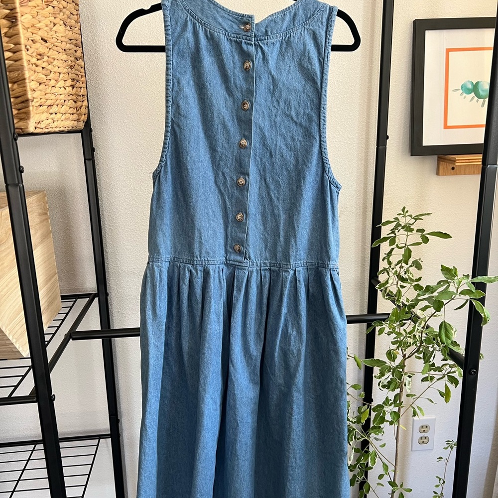 Bass vintage denim dress jean dress pockets pinafore overall - Picture 2 of 7